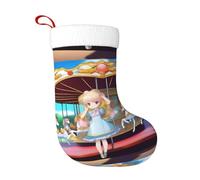 YYHHAOFA Calzini decorativi natalizi Calza morbida La ragazza sulla giostra Modello leggero, con una buona sensazione tattile per Halloween, Natale e Capodanno