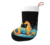 Yyhhaofa Calzini natalizi stampati su entrambi i lati con cavallucci marini che giocano nel mare, per feste di grande capacità, decorazioni per interni