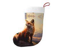 Yyhhaofa Calzini natalizi stampati su entrambi i lati con volpe delle nevi sulla collina per decorazioni natalizie di grande capacità per feste e interni