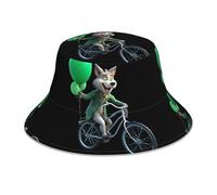 YYHHAOFA Cappello alla pescatora riflettente con stampa Big Bad Wolf con palloncini, leggero, traspirante, pieghevole, per uomini e donne, nero
