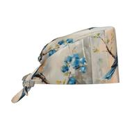 YYHHAOFA Cappello da lavoro per la pulizia con uccello blu sul ramo cappello da chef per donne e uomini, regolabile, traspirante