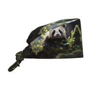 YYHHAOFA Cappello da lavoro per la pulizia dei cuccioli di panda nella foresta, cappello da chef per donne e uomini, regolabile, traspirante, nero