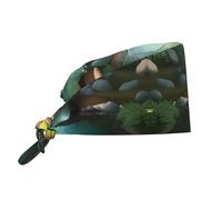 YYHHAOFA Cappello da lavoro per la pulizia Little Bridge in The East, cappello da chef per donne e uomini, regolabile, traspirante, nero