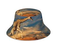 YYHHAOFA Cappello da pescatore riflettente con immagine di giraffa animali dell'Africa, per uomini e donne, per viaggi, campeggio, escursionismo, nero