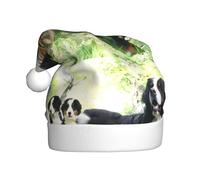 YYHHAOFA Cappello di Natale adulto peluche cane famiglia Immagine con tocco morbido per feste e balli adatto per uomini e donne