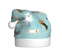 YYHHAOFA Cappello di Natale in peluche per adulti che piove gatti e cani Immagine con tocco morbido per feste e balli adatto per uomini e donne