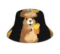 YYHHAOFA Capybara, cappello alla pescatora riflettente con stampa di patatine fritte, leggero, traspirante, pieghevole, per uomini e donne, nero