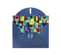 YYHHAOFA Cartolina d'auguri blu Quadrata geometria diagramma Immagine per Natale, compleanno dei bambini, San Valentino e invito per feste