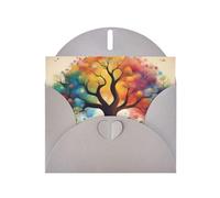 YYHHAOFA Cartolina d'auguri grigia con alberi colorati della vita (1) immagine per Natale, compleanno dei bambini, San Valentino e invito alla festa