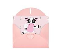 YYHHAOFA Cartolina d'auguri rosa con immagine di vitello del fumetto per Natale, compleanno dei bambini, San Valentino e invito alla festa