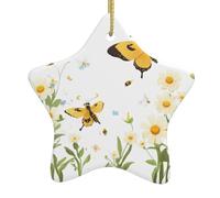 Yyhhaofa - Ciondolo a forma di stella in ceramica per albero di Natale, motivo: farfalla e ape, per raccogliere nettare, decorazione per centri commerciali, supermercati, negozi