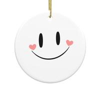 YYHHAOFA Ciondolo rotondo in ceramica con stampa a forma di albero di Natale, con scritta "Keep smiling every day", 7,4 cm, squisita porcellana bianca, facile da appendere
