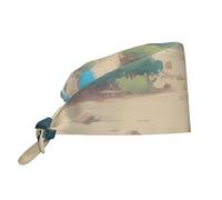 YYHHAOFA Cleaning Working Cap Oasis in The Desert Picture Chef Hat per donne e uomini, regolabile, traspirante, nero