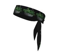 YYHHAOFA Clover in un cesto di bambù Picture Sports foulard che assorbe il sudore e traspirante, fascia per capelli con movimento, fazzoletto su entrambi i lati