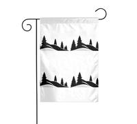 YYHHAOFA Colline e piccoli alberi in bianco e nero stampato asta bandiera giardino decorazione cortile esterno double face 30,5 x 45,7 cm