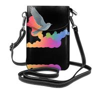 YYHHAOFA Colombe volanti tra le nuvole variopinte modello piccola borsa di cuoio del telefono di vibrazione di vibrazione delle donne, impermeabile e durevole
