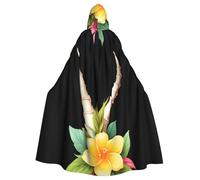 YYHHAOFA Colorato fiori corna stampe Halloween adulto mantello con cappuccio per la decorazione del partito cosplay costumi palcoscenico mascherata