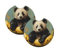 YYHHAOFA Confezione da 2 sottobicchieri a forma di panda su banana, resistenti, impermeabili ed eleganti per portabicchieri