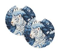 YYHHAOFA Confezione da 2 sottobicchieri con stampa di tigre bianca come la neve, resistenti, impermeabili ed eleganti per portabicchieri