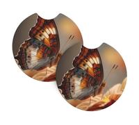 YYHHAOFA Confezione da 2 sottobicchieri per auto con motivo sul retro di una farfalla, resistenti, impermeabili ed eleganti