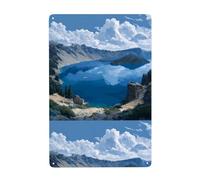 YYHHAOFA cratere lago Stampe Pittura decorativa in latta 8x12 pollici Realizzato in banda stagnata, resistente all'usura e durevole