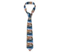 YYHHAOFA Cravatta da uomo con stampa panoramica delle Cinque Terre, morbida e confortevole, per affari, tutti i giorni, lavoro, compleanni, matrimoni, feste, banchetti, 140 x 8 cm, facile da pulire