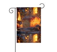 YYHHAOFA Cuocere il pane sotto la luce stampato asta bandiera giardino decorazione cortile esterno fronte-retro 30,5 x 45,7 cm