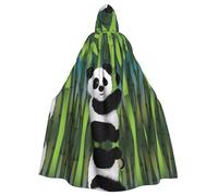 YYHHAOFA Curious Baby Panda stampa Halloween adulto mantello con cappuccio mantello per giochi di ruolo, costumi da palcoscenico, feste di facile manutenzione