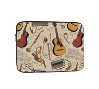 YYHHAOFA Custodia per computer portatile con immagine di vari strumenti musicali retrò, antiurto, per laptop da 10 pollici, per uomini e donne, viaggi d'affari, uso quotidiano in ufficio