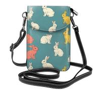 YYHHAOFA Cute Rabbit Seduto Postura Modello Donna Cellulare con Prepuzio in Pelle Crossbody Flip Cover, Piccola Tracolla Regolabile