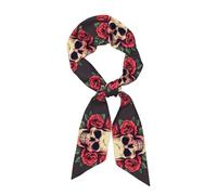YYHHAOFA Day Of The Dead Sugar Roses Skull Picture Sciarpa Moda Donna Adatto come foulard, sciarpa, accessori di abbigliamento, accessori per borse