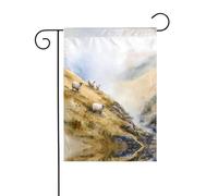 YYHHAOFA Decorazione per cortile con motivo pecore sulla collina quattro stagioni bandiera da giardino 30,5 x 45,7 cm