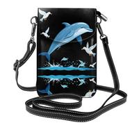 YYHHAOFA Delfini che saltano tra i gabbiani modello piccola borsa del telefono di vibrazione della borsa di cuoio delle donne della tracolla, impermeabile e durevole