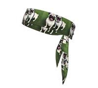 YYHHAOFA Divertente foulard sportivo con immagine di un carlino felice, fascia casual, elastica, assorbe il sudore, regolabile, antiscivolo