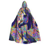 YYHHAOFA Dopamine Unicorn Pattern Halloween Adulto Cappuccio Mantello Uomini E Donne Abbigliamento Mantello Gioco di Ruolo