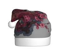 YYHHAOFA Dragons and Cherry Blossoms Pattern Christmas Hat for Adult Halloween party use