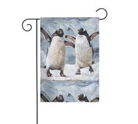 YYHHAOFA Due pinguini danzanti stampati asta da giardino decorazione cortile esterno su entrambi i lati 30,5 x 45,7 cm