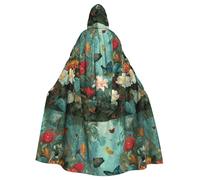 YYHHAOFA Fiori nella foresta pluviale modello Halloween adulto mantello con cappuccio uomo e donna abbigliamento mantello gioco di ruolo