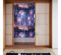 YYHHAOFA Fireworks in the city at night - 2 tende impiombate 86,4 x 142,2 cm, drappeggio, lisce e non si stropicciano, tende in tessuto, divisori per stanze