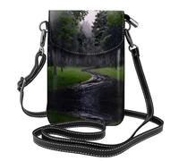 YYHHAOFA Foresta fresca dopo la borsa del telefono di vibrazione della borsa di cuoio delle piccole donne del modello della pioggia, impermeabile e durevole