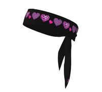 YYHHAOFA Foulard sportivo a tre colori con stampa a cuore leopardo, assorbe il sudore e traspirante, fascia per capelli con movimento, fazzoletto su entrambi i lati