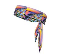 YYHHAOFA Foulard sportivo con immagine di paesaggio dell'isola della Grecia, stile casual, elastico, assorbe il sudore, regolabile, antiscivolo