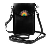 YYHHAOFA Fuochi d'artificio sopra la piccola borsa del telefono di vibrazione della tracolla delle donne del cuoio del modello dell'arcobaleno, impermeabile e durevole