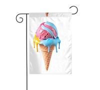YYHHAOFA Gelato arcobaleno fondente stampato asta bandiera giardino decorazione cortile esterno double face 30,5 x 45,7 cm