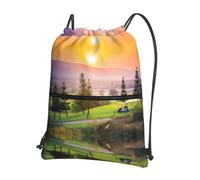 YYHHAOFA Golf Resort Park Prints, zaino con cerniera e coulisse, durevole, leggero, impermeabile, per viaggi, sport e trasporto quotidiano
