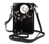 YYHHAOFA I rami del fiore sotto la borsa del telefono di vibrazione della tracolla delle piccole donne di cuoio del modello della luna, impermeabile e durevole