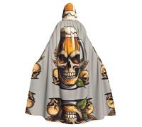 YYHHAOFA Il mantello con cappuccio per adulti con teschio di birra stampato è un mantello super grande, confortevole e resistente