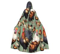 YYHHAOFA Il mantello con cappuccio per adulti di Halloween con stampa di gallo e pollo è un mantello super grande, confortevole e resistente progettato per adulti