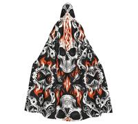 YYHHAOFA Il mantello con cappuccio per adulti di Halloween con teschio stampato è un mantello super grande, confortevole e resistente