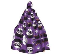 YYHHAOFA Il mantello con cappuccio per adulti di Halloween stampato con teschio viola è un mantello super grande, confortevole e resistente